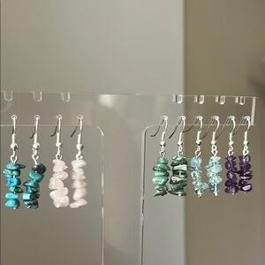 Elegant Multi-Color Stone Drop Earrings